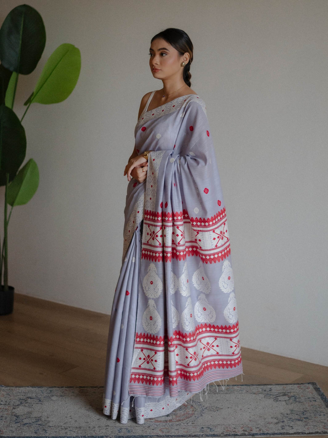 Periwinkle Eri Kesa Paat Silk Saree