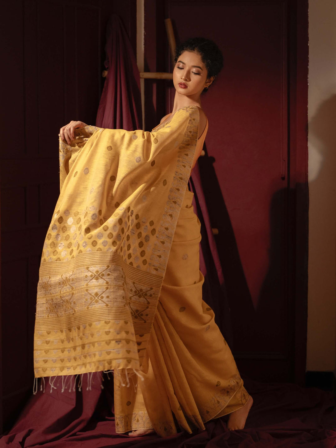 Mustard Eri Kesa Paat Silk Saree