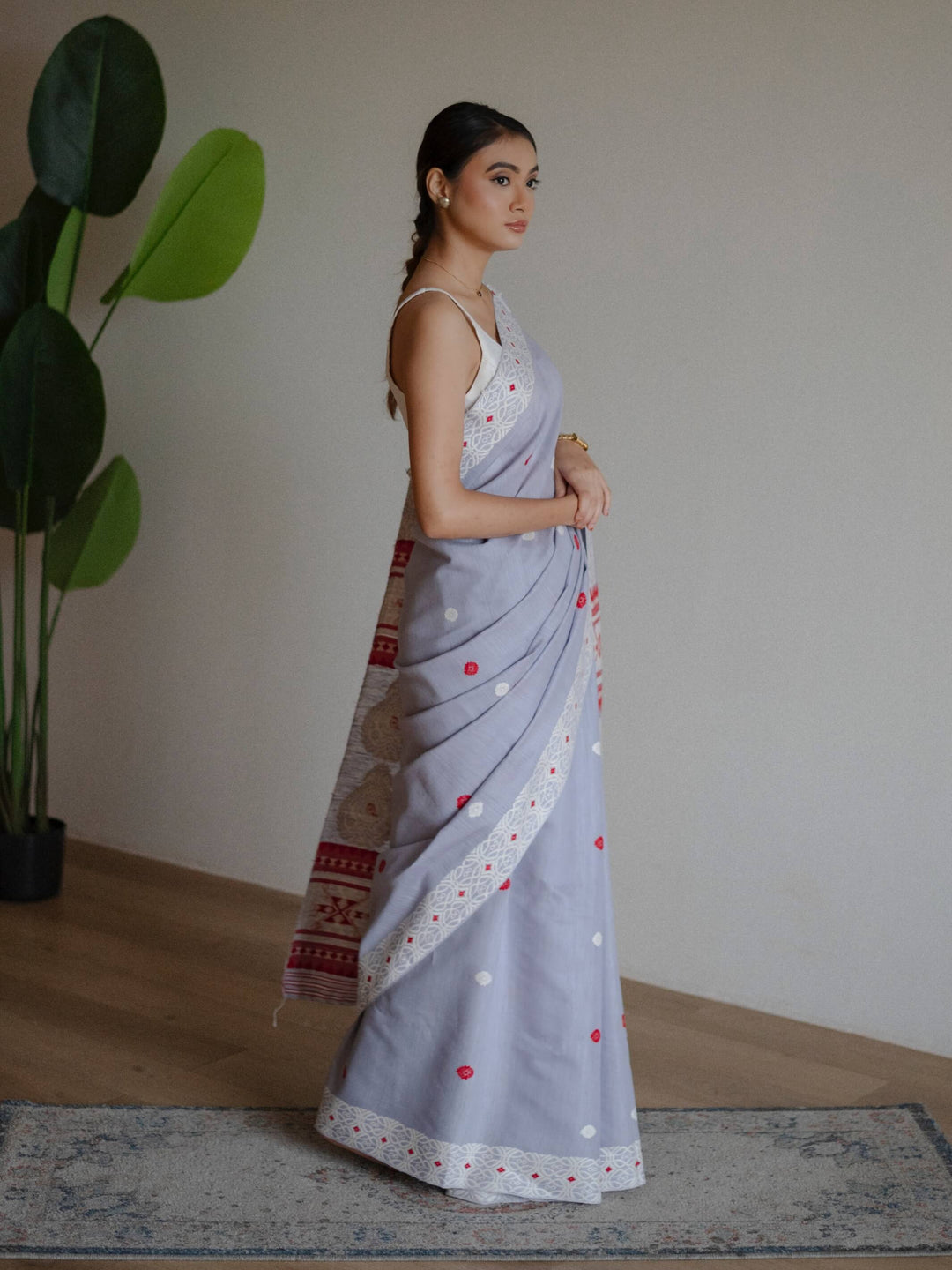 Periwinkle Eri Kesa Paat Silk Saree