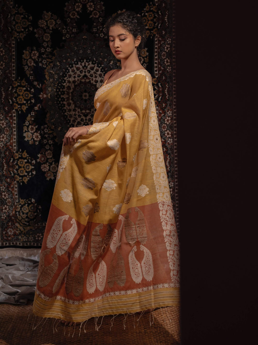 Mustard-Lac Eri Kesa Paat Silk Saree