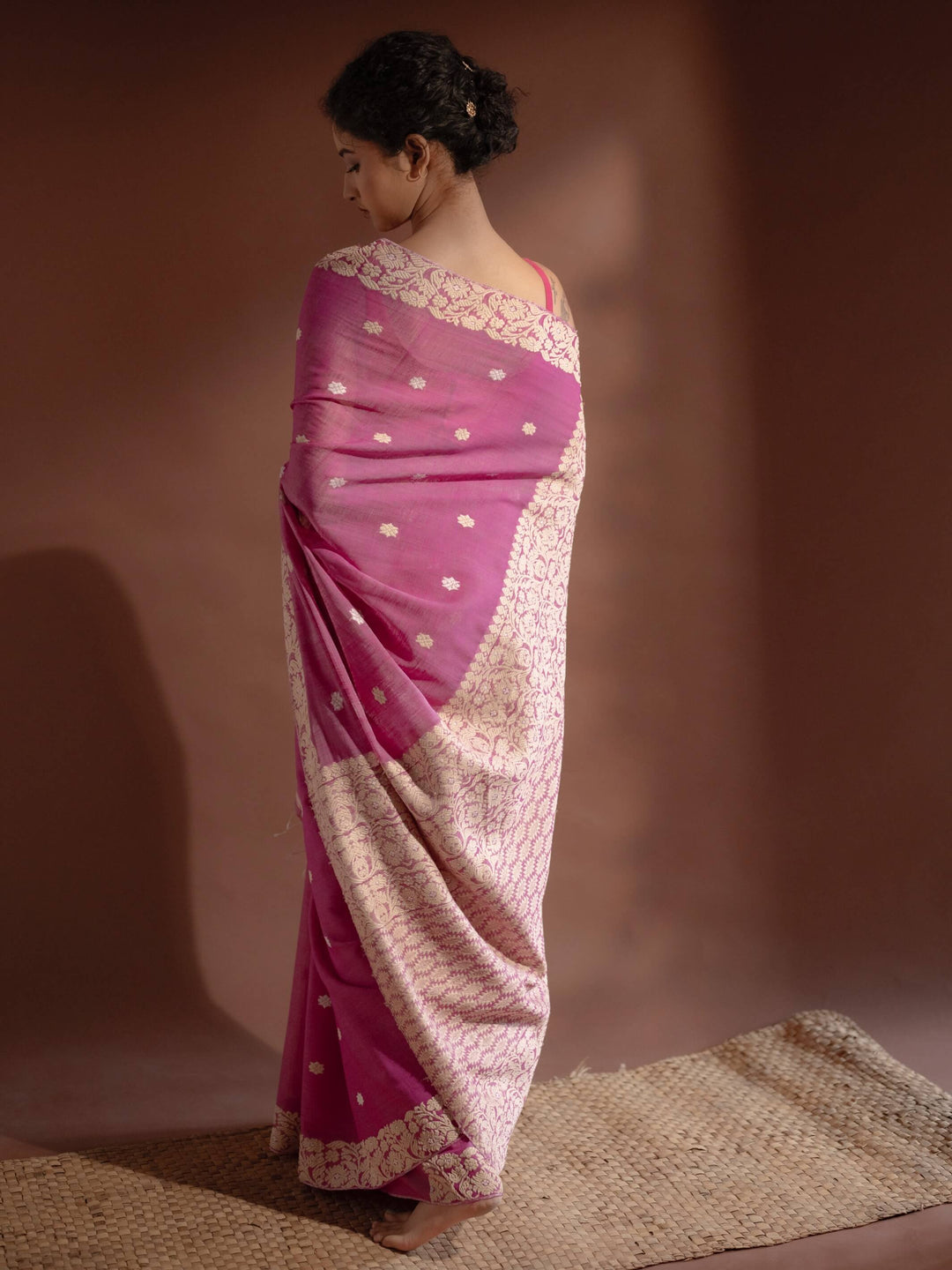 Magenta Pink Eri Kesa Paat Silk Saree