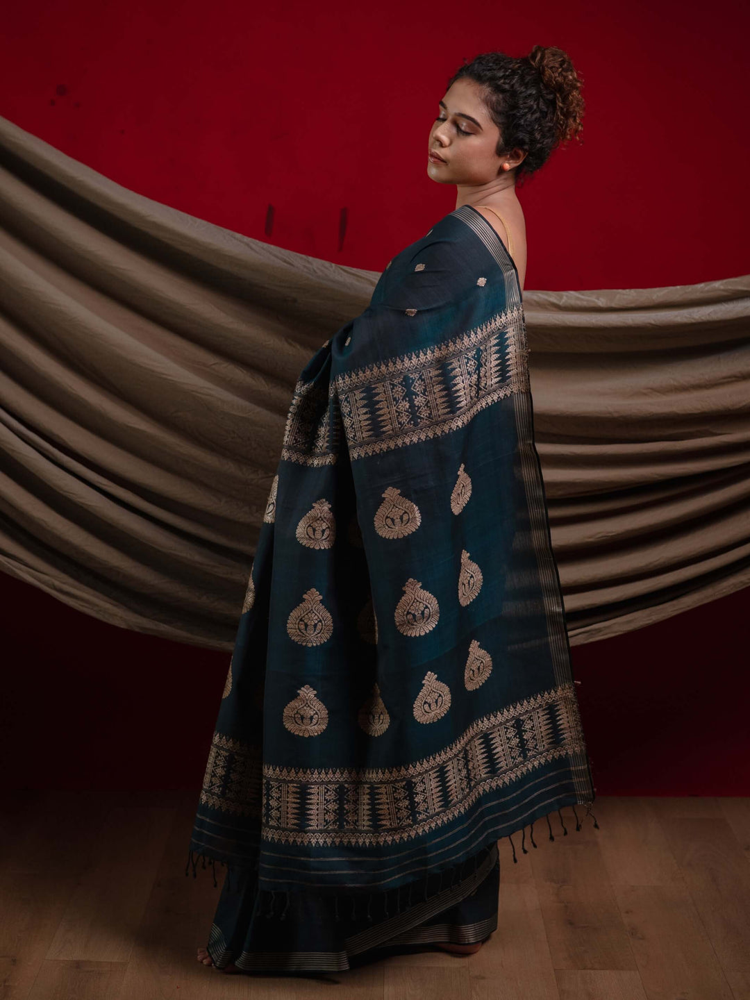 Teal Silk Cotton Saree