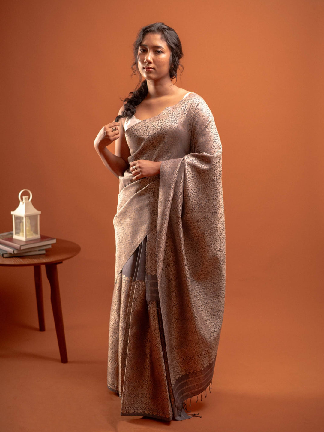 Grey Eri Tussar Silk Mekhela Sador