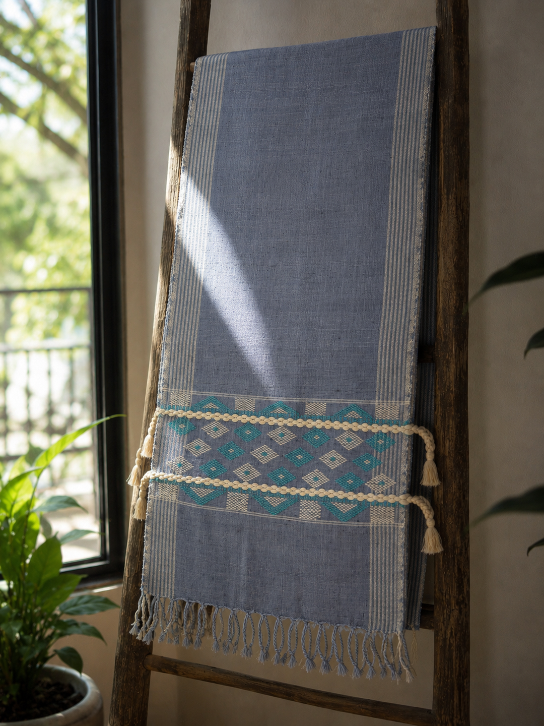Ice Blue Mishing Eri Silk Muffler
