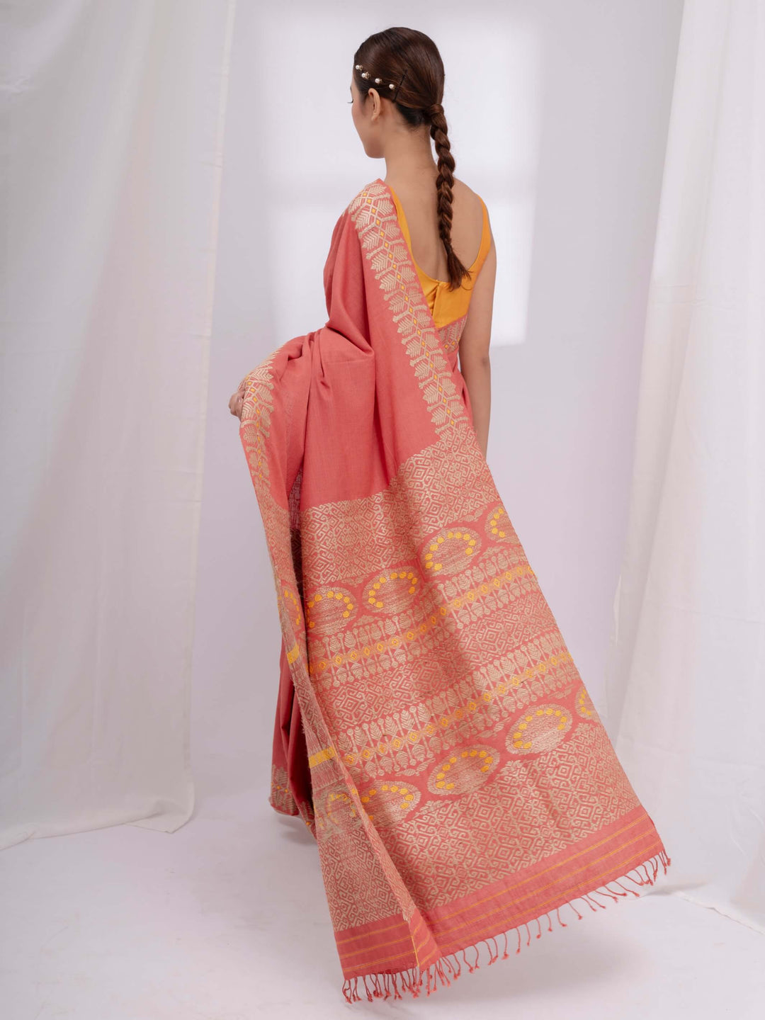 Indian Red Eri Silk Saree