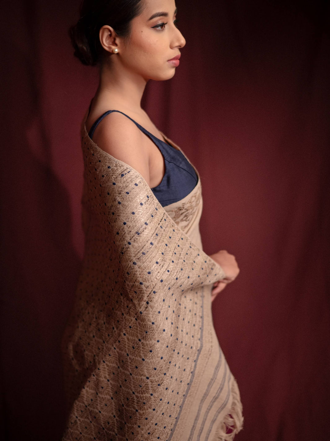 Natural Red Eri Silk Saree