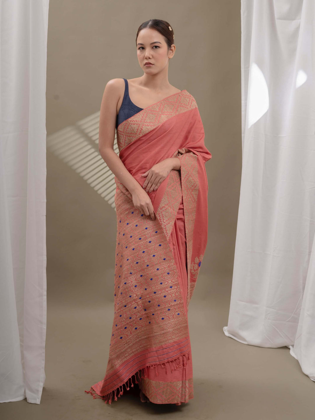 Indian Red Eri Silk Saree