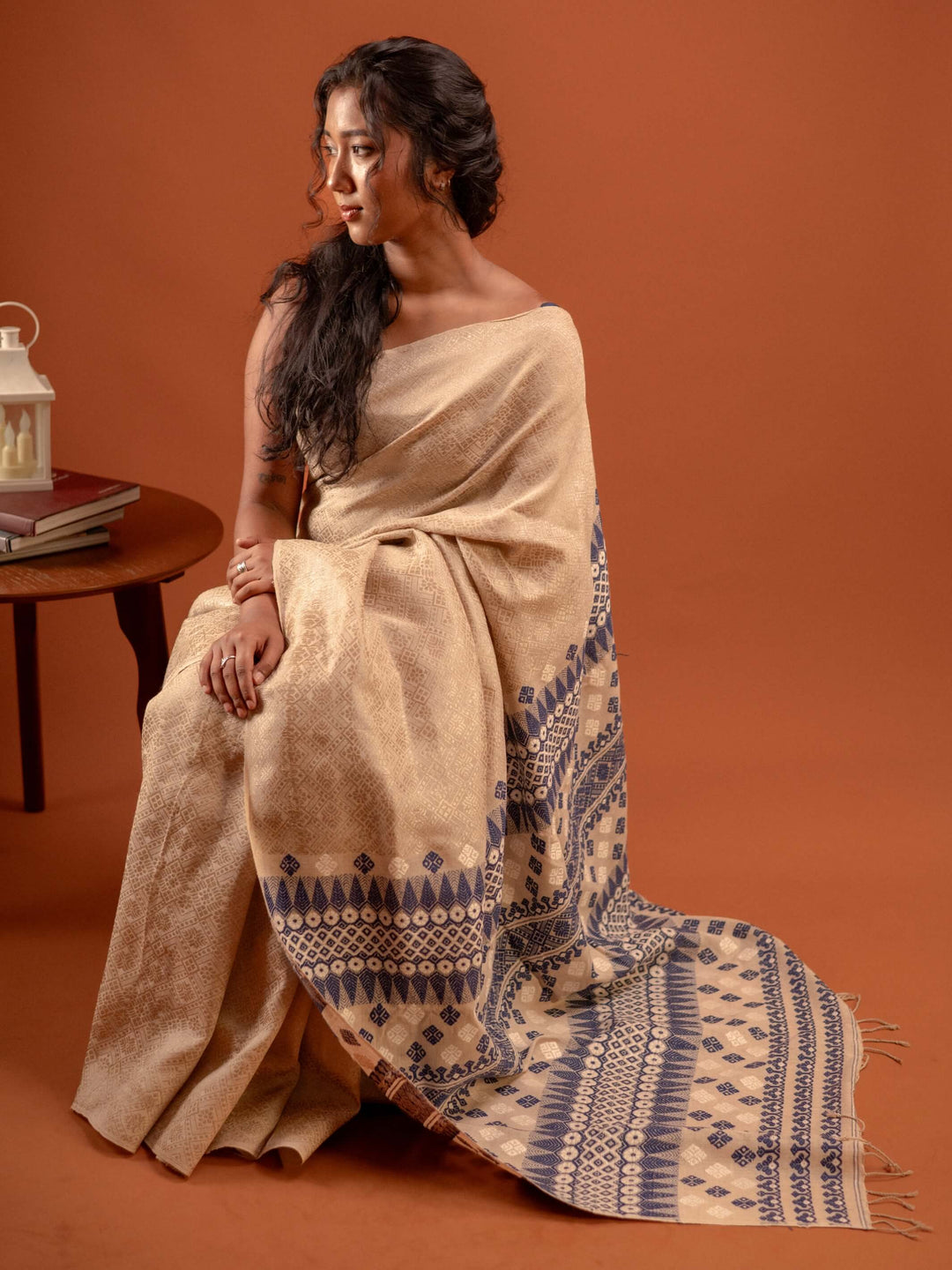 Natural Red Eri Tussar Silk Saree