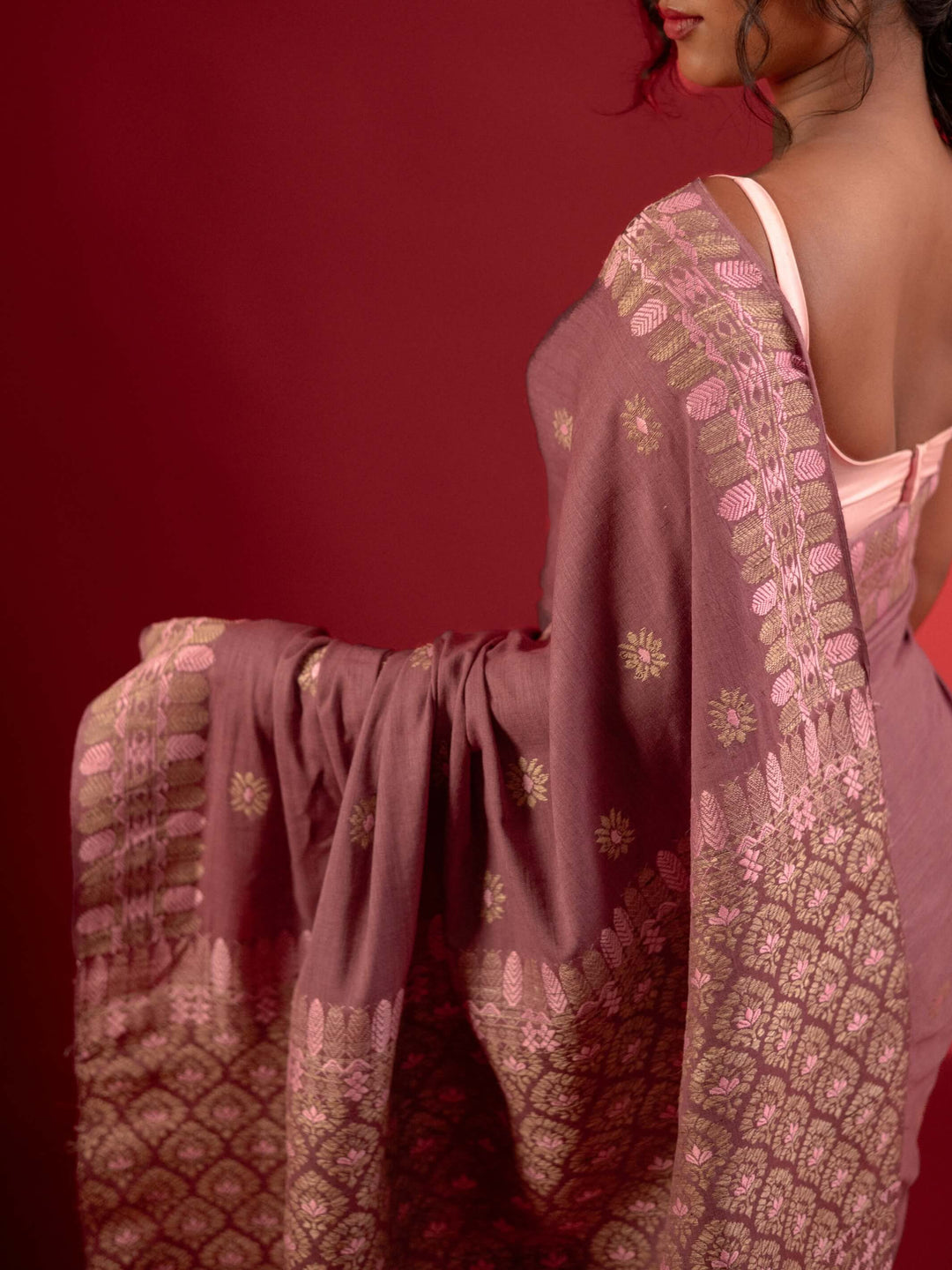 Mauve Rose Eri Silk Saree