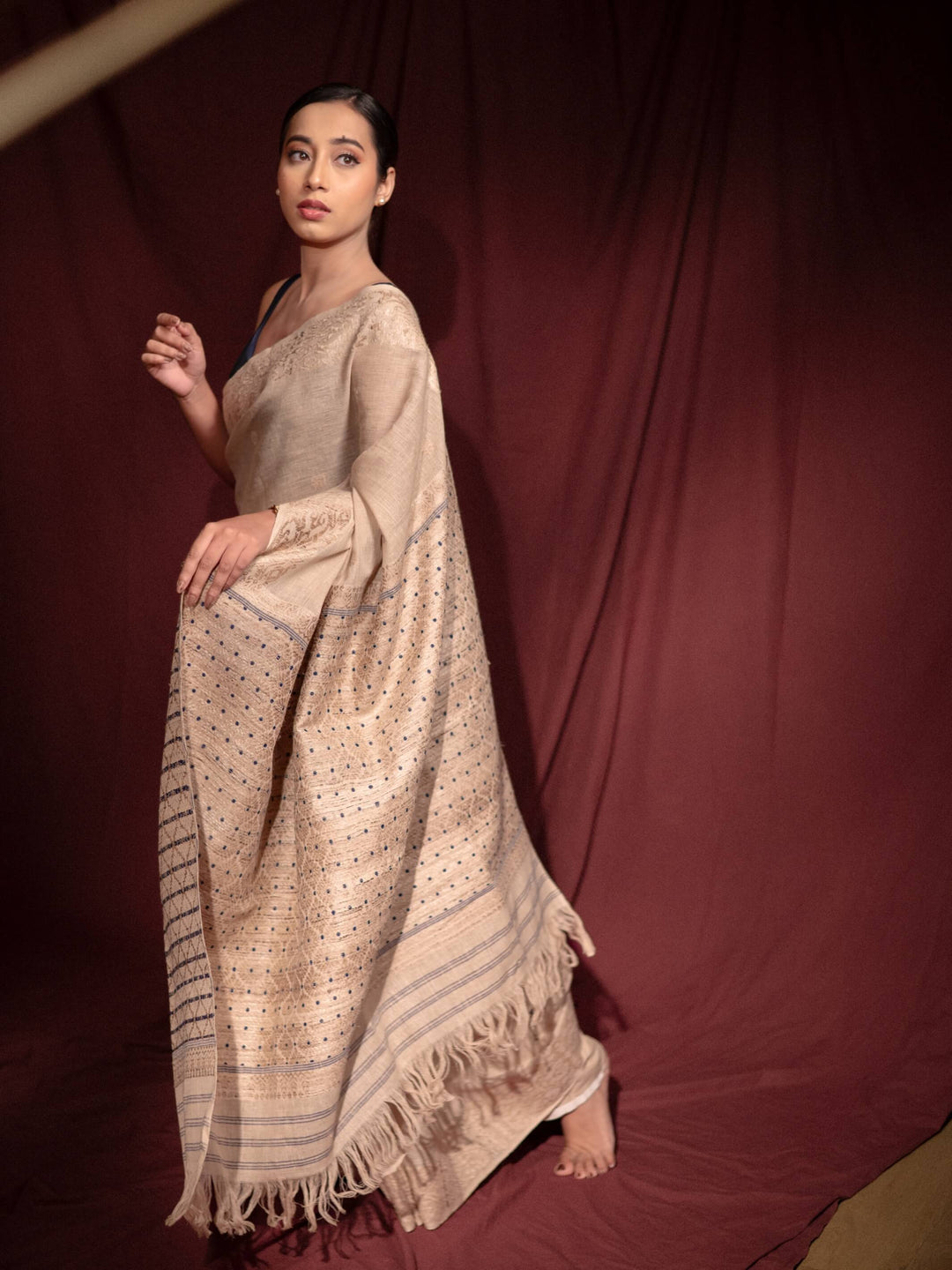 Natural Red Eri Silk Saree