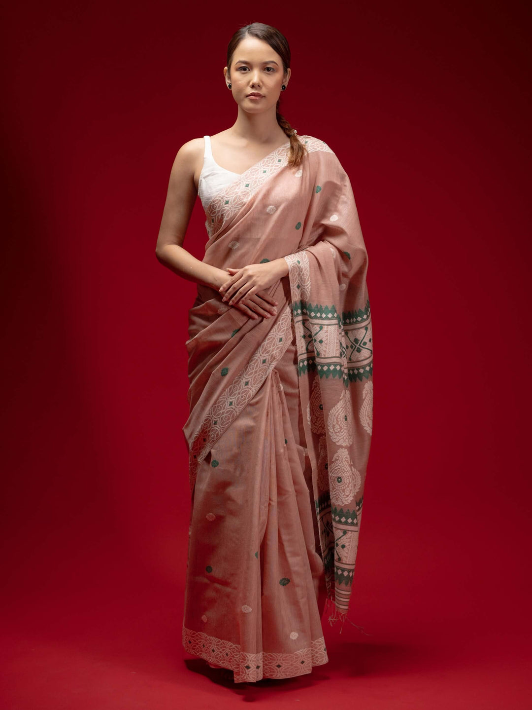 Dusty Rose Eri Kesa Paat Silk Saree