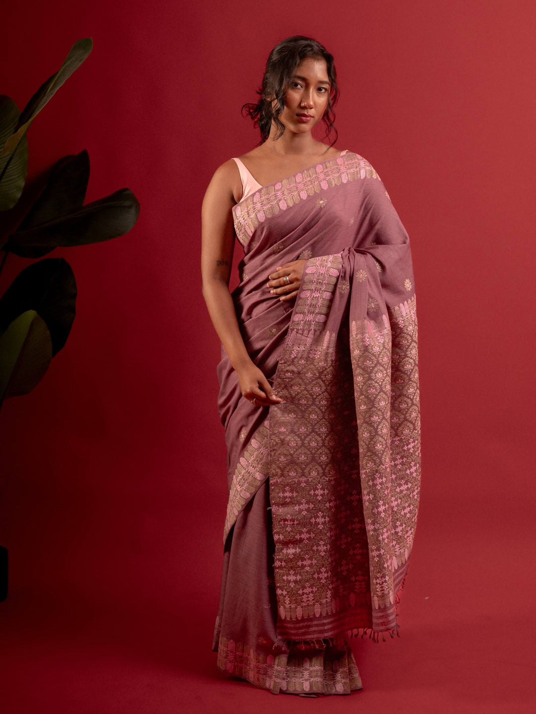 Mauve Rose Eri Silk Saree
