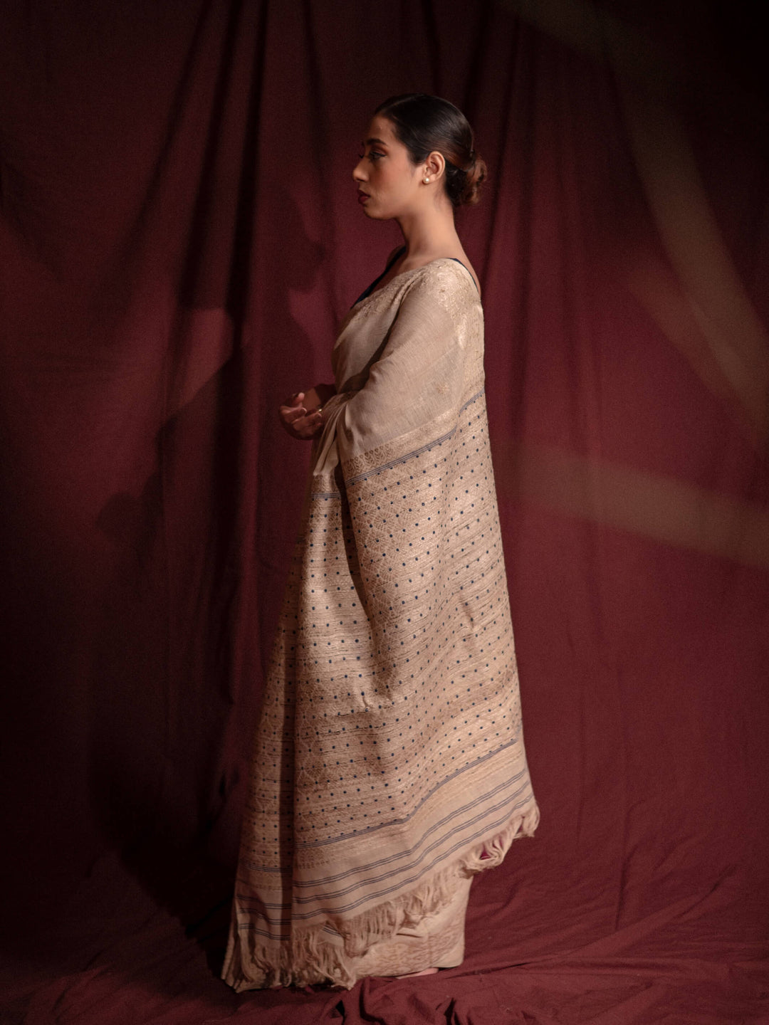 Natural Red Eri Silk Saree