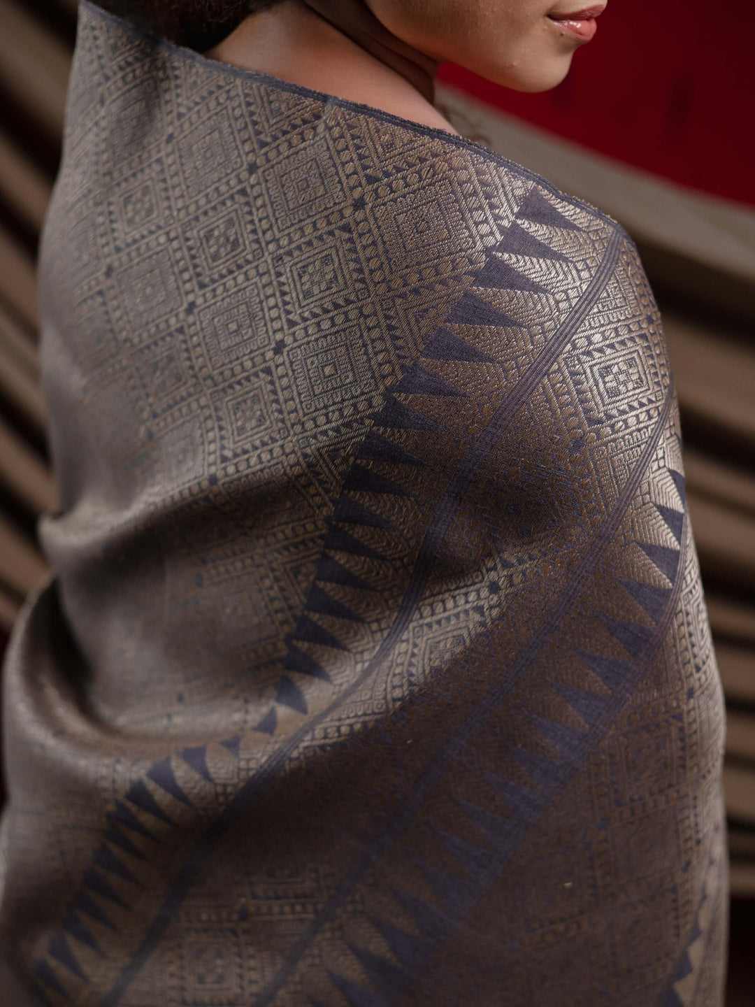 Grey Eri Tussar Silk Mekhela Sador