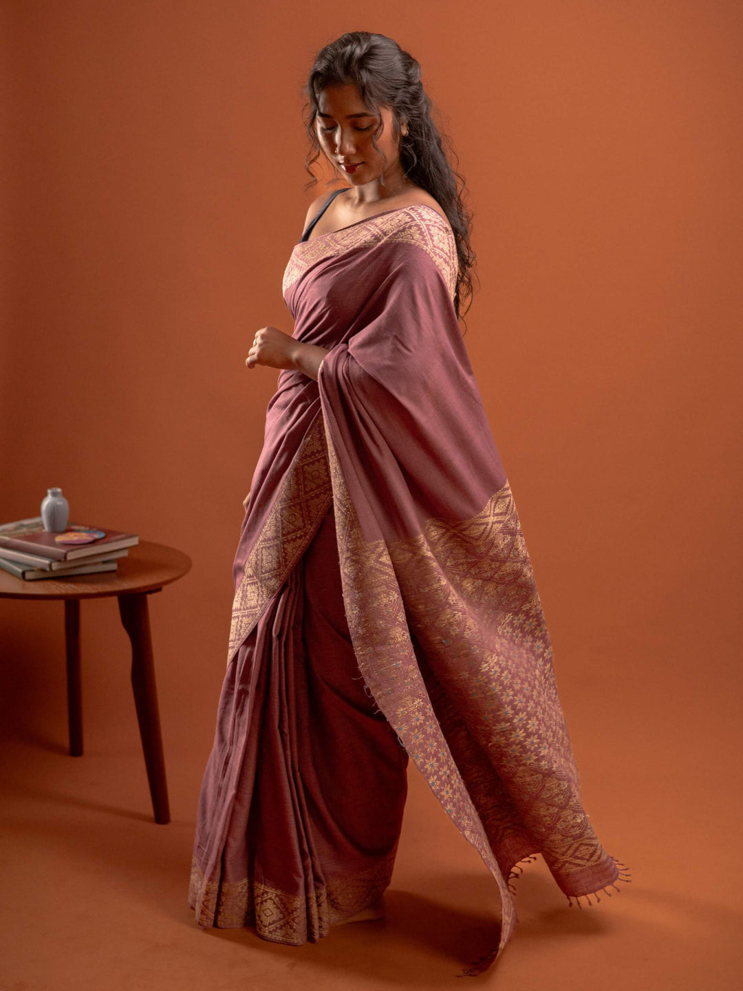 Mauve Rose Eri Silk Saree