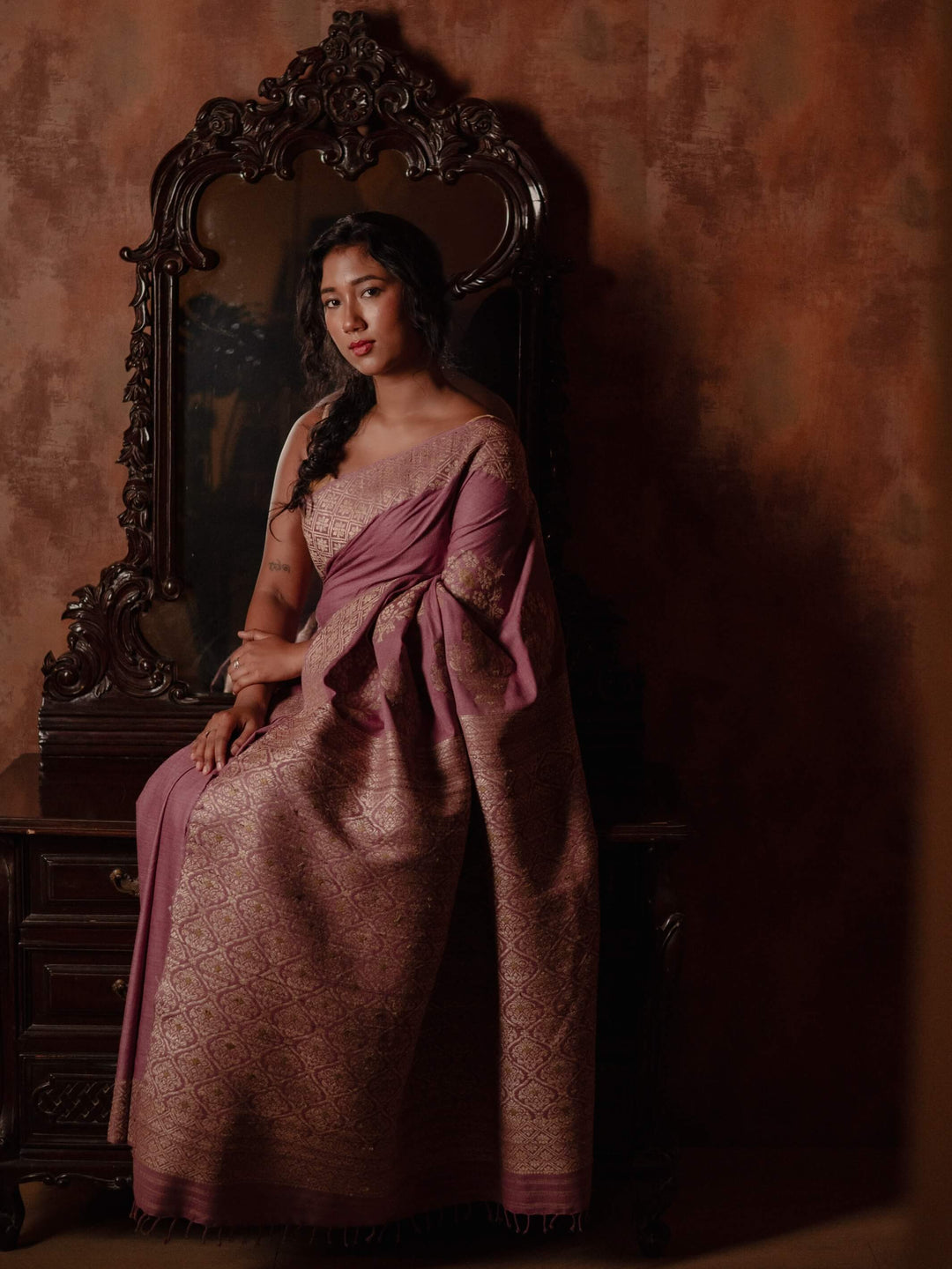 Mauve Rose Eri Silk Saree