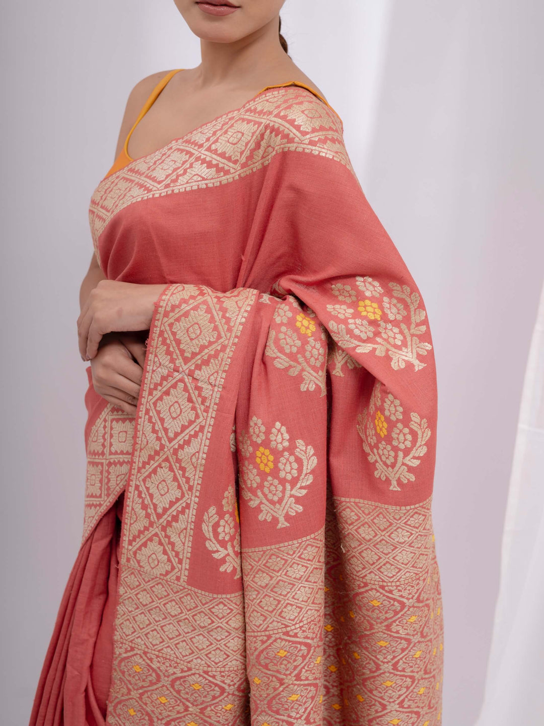 Indian Red Eri Silk Saree