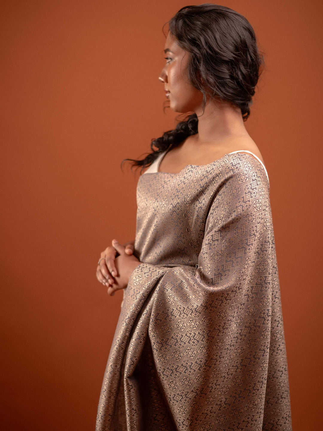 Grey Eri Tussar Silk Mekhela Sador