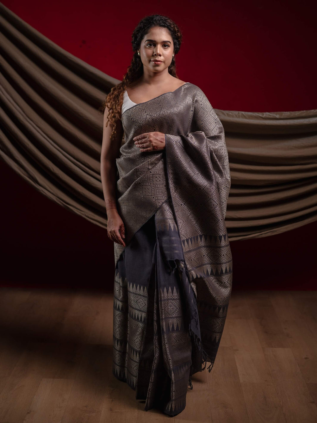 Grey Eri Tussar Silk Mekhela Sador