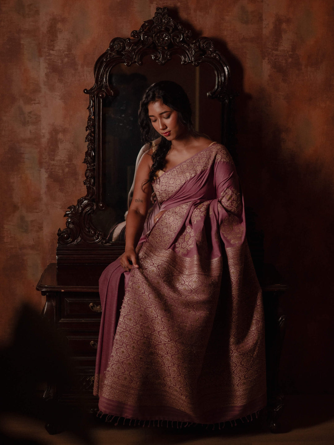 Mauve Rose Eri Silk Saree