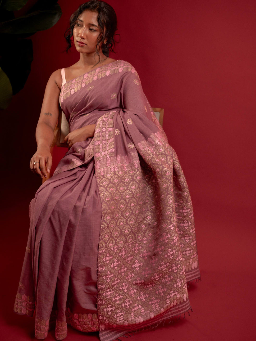 Mauve Rose Eri Silk Saree
