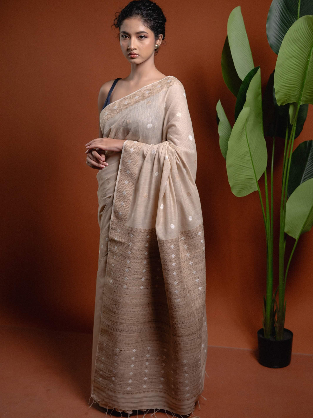 Natural Red Eri Silk Saree