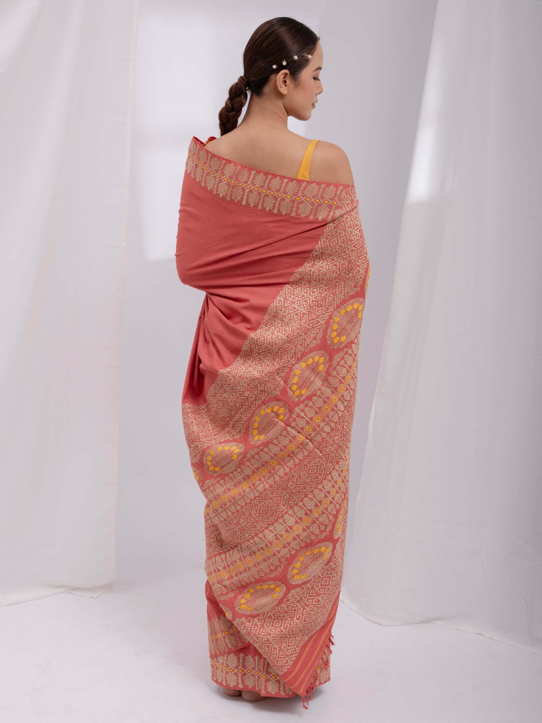 Indian Red Eri Silk Saree