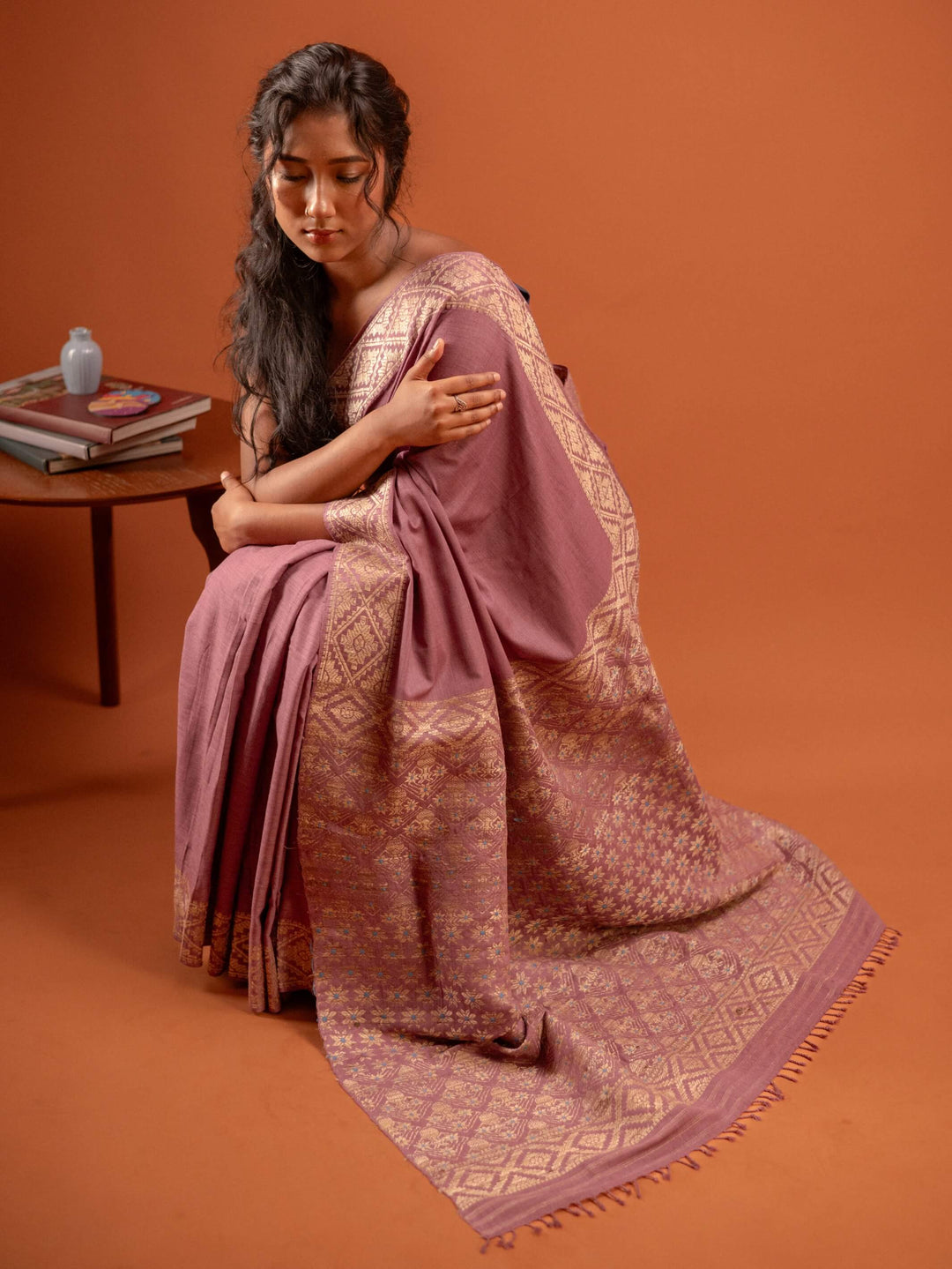 Mauve Rose Eri Silk Saree