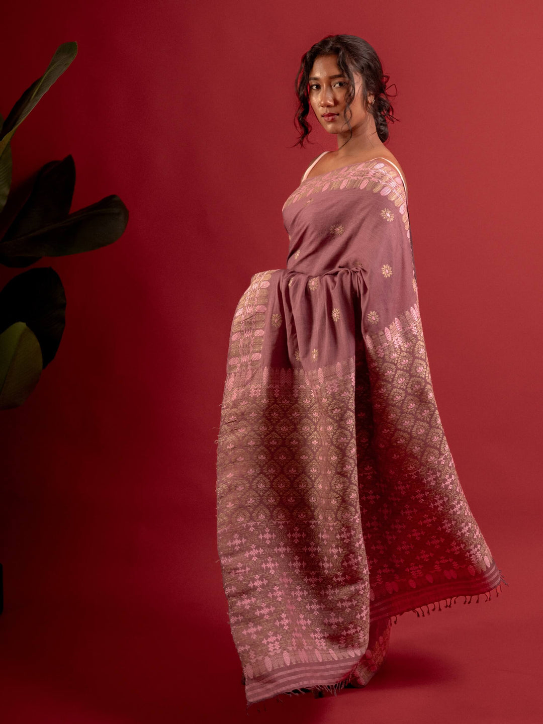 Mauve Rose Eri Silk Saree