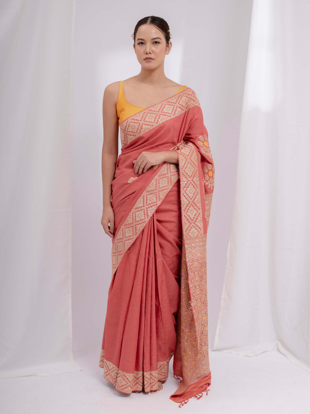 Indian Red Eri Silk Saree