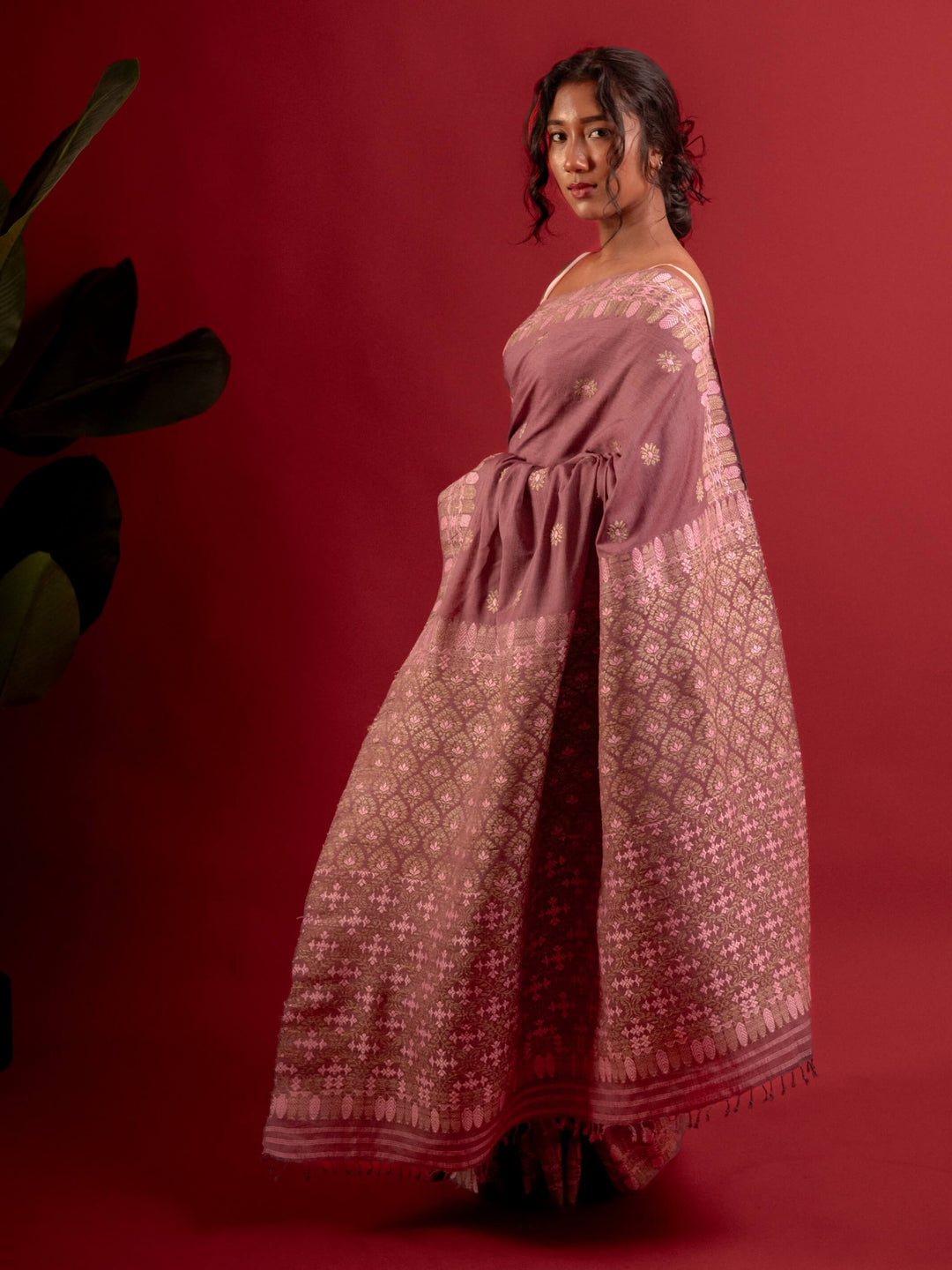 Mauve Rose Eri Silk Saree