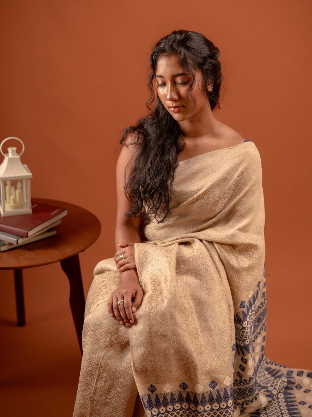 Natural Red Eri Tussar Silk Saree