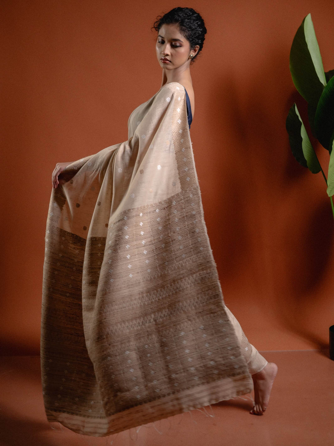 Natural Red Eri Silk Saree