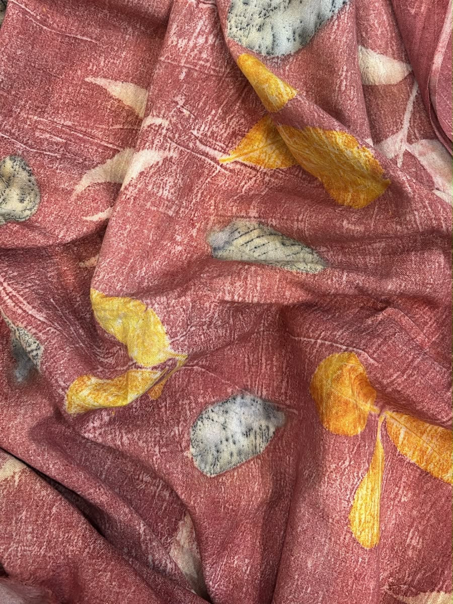 Lac Eco-Printed Silk Cotton Fabric
