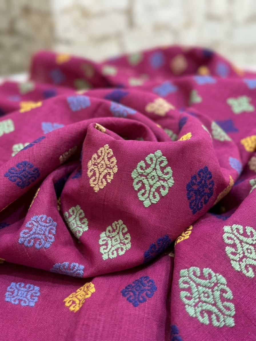 Fuchsia Silk Cotton Blouse Fabric