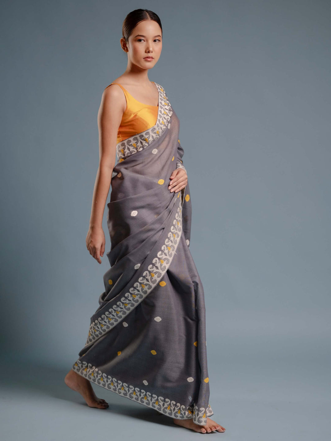 Gray Eri Kesa Paat Silk Saree