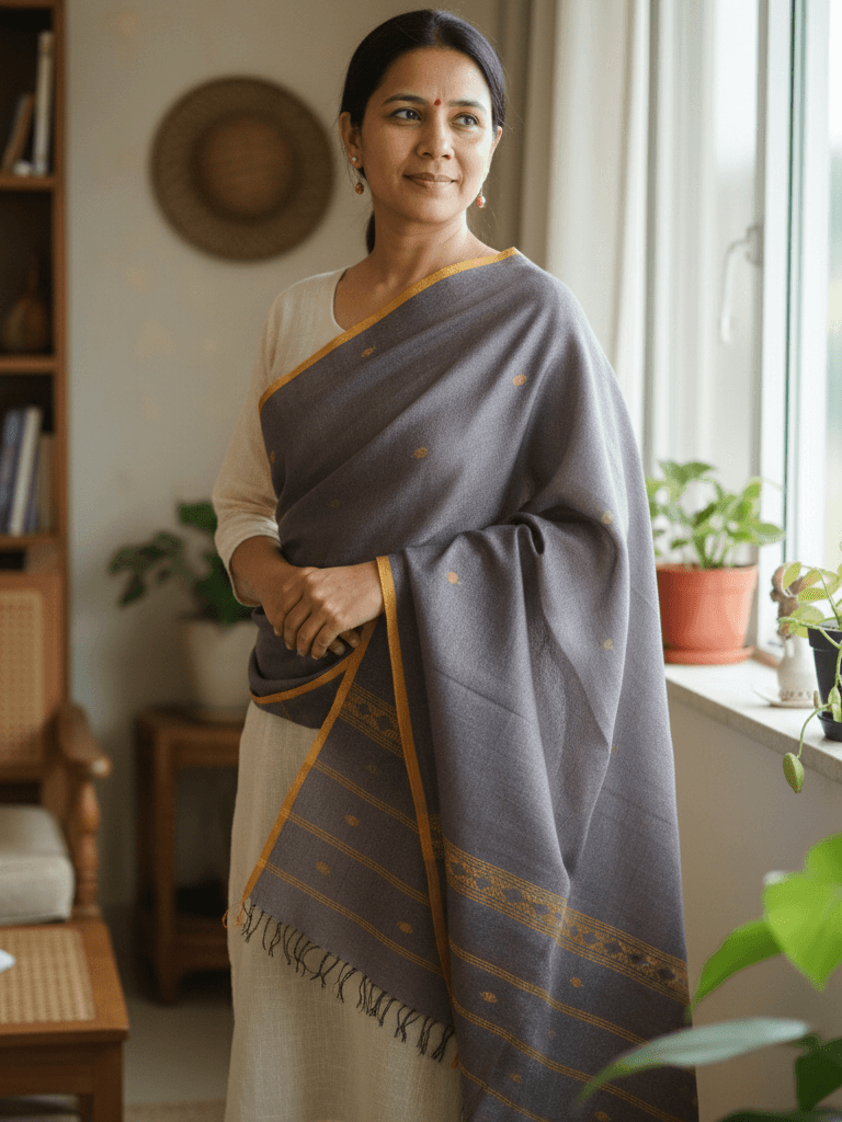 Grey Mulberry Silk Dupatta