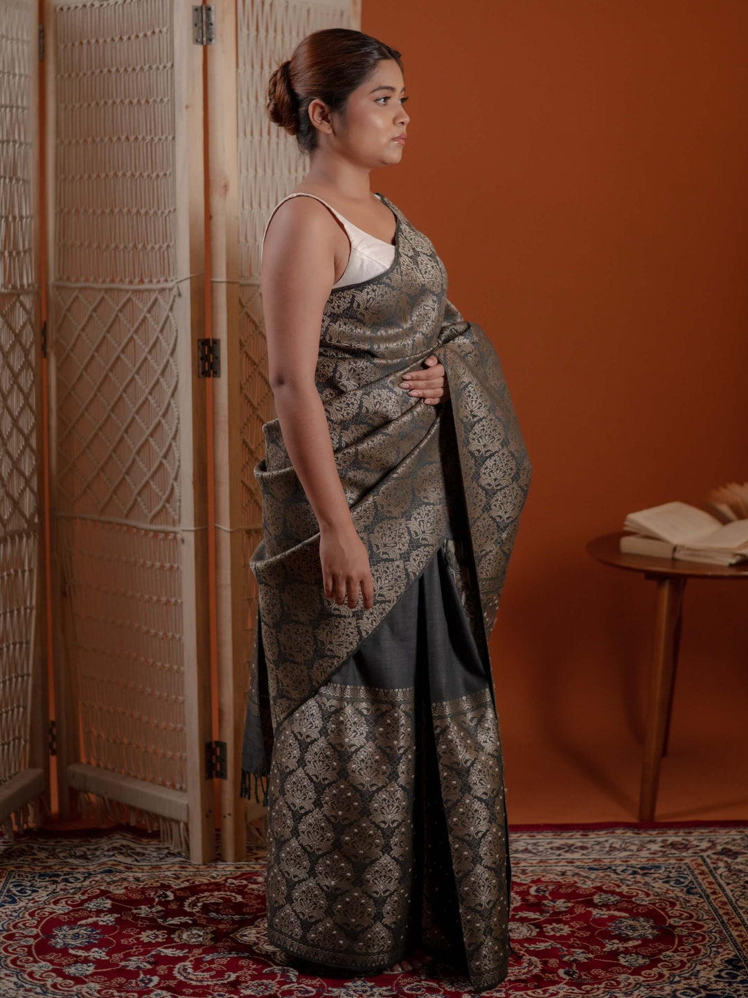 Charcoal Eri Silk Mekhela Sador