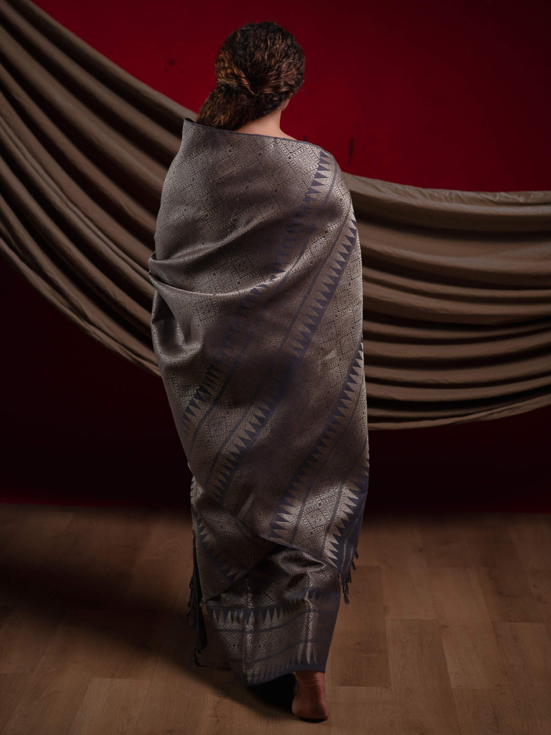 Grey Eri Tussar Silk Mekhela Sador