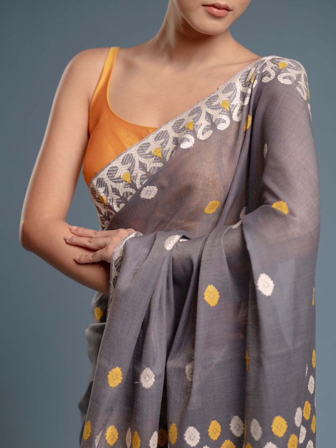 Gray Eri Kesa Paat Silk Saree