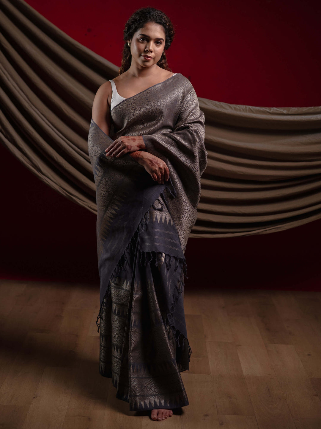 Grey Eri Tussar Silk Mekhela Sador