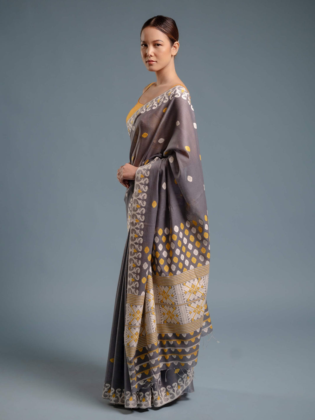 Gray Eri Kesa Paat Silk Saree
