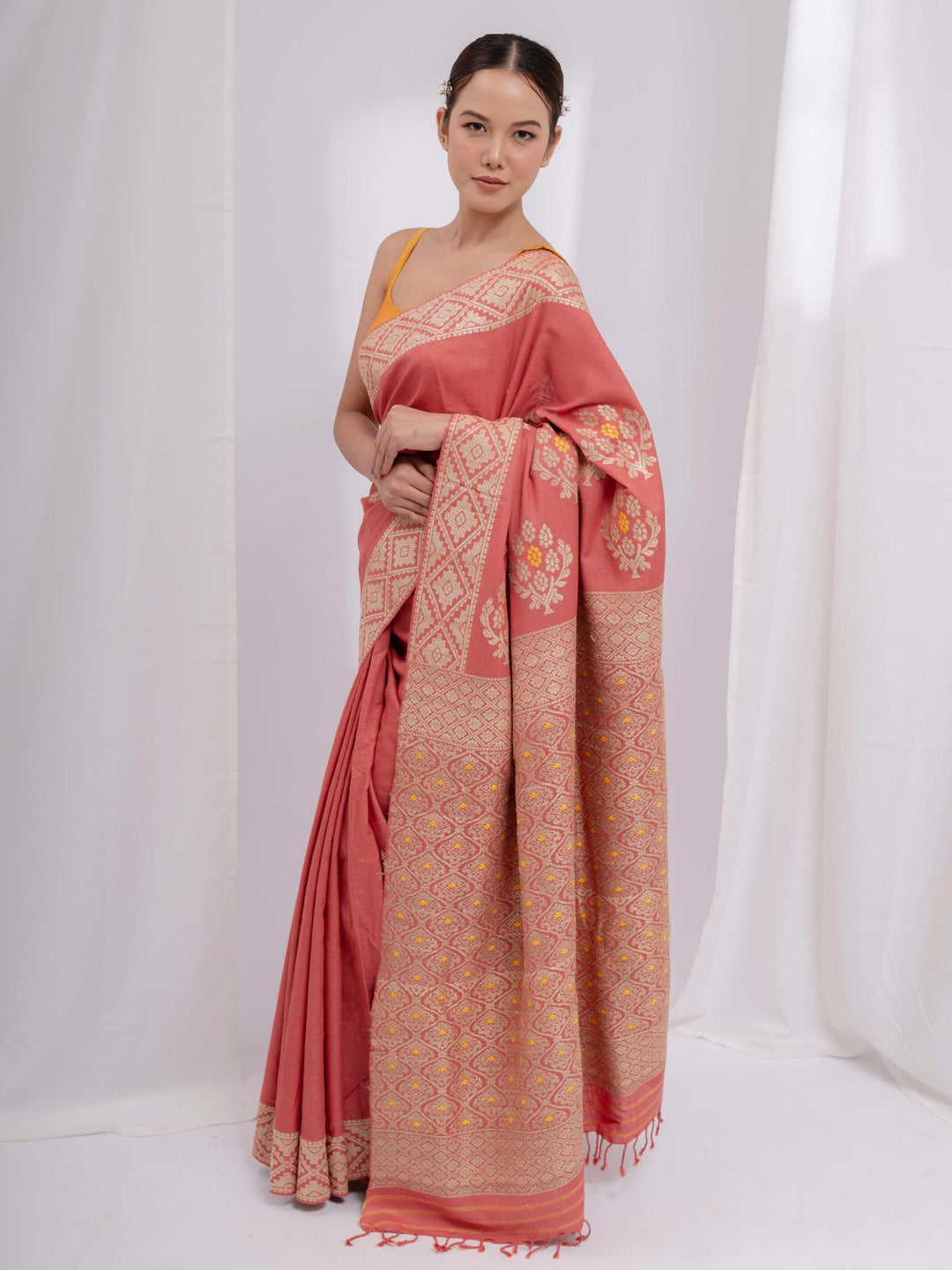 Indian Red Eri Silk Saree