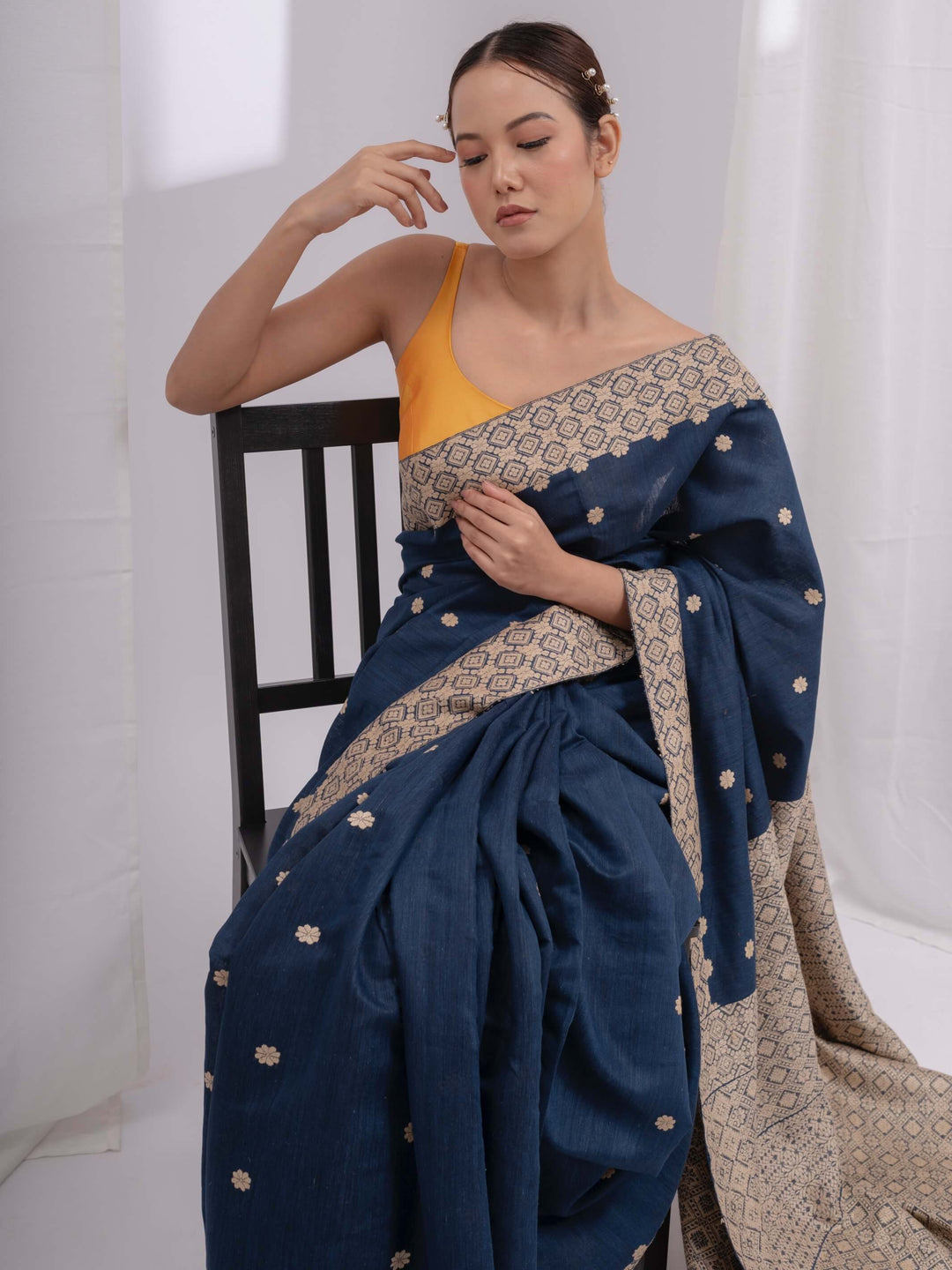 Indigo Eri Kesa Paat Silk Saree