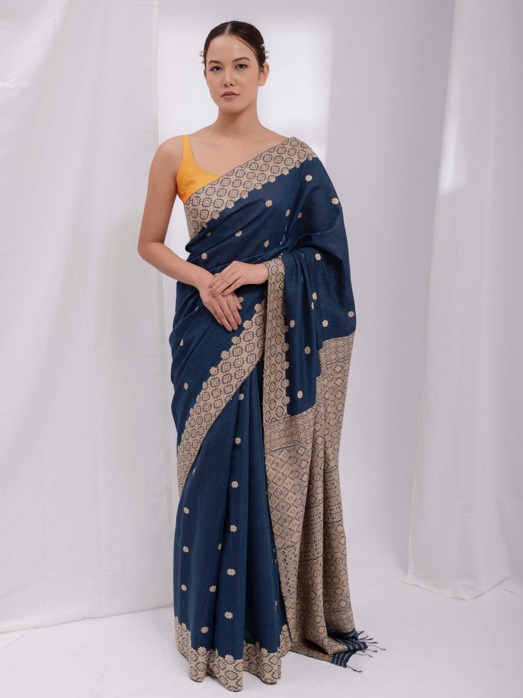 Indigo Eri Kesa Paat Silk Saree