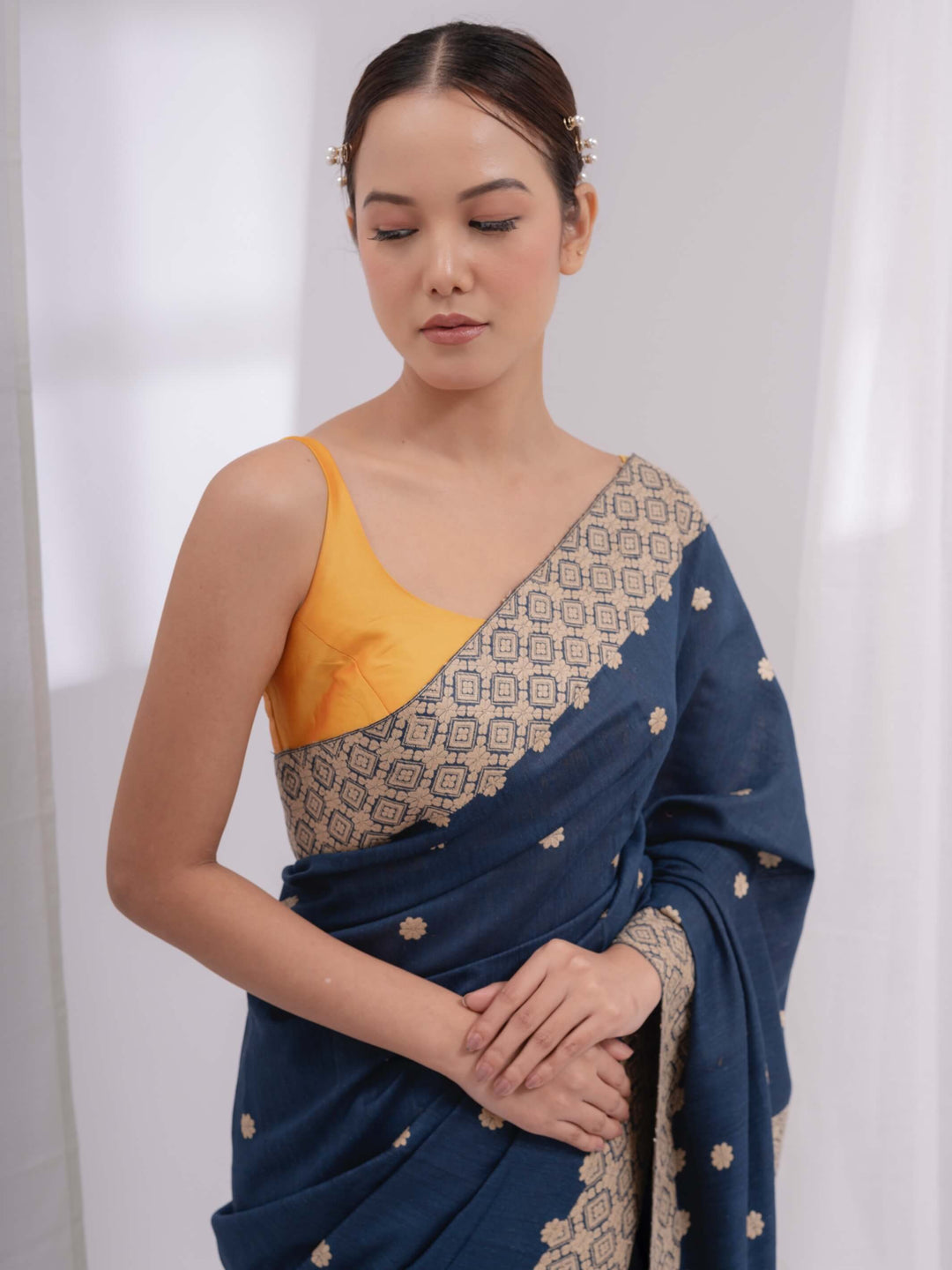 Indigo Eri Kesa Paat Silk Saree