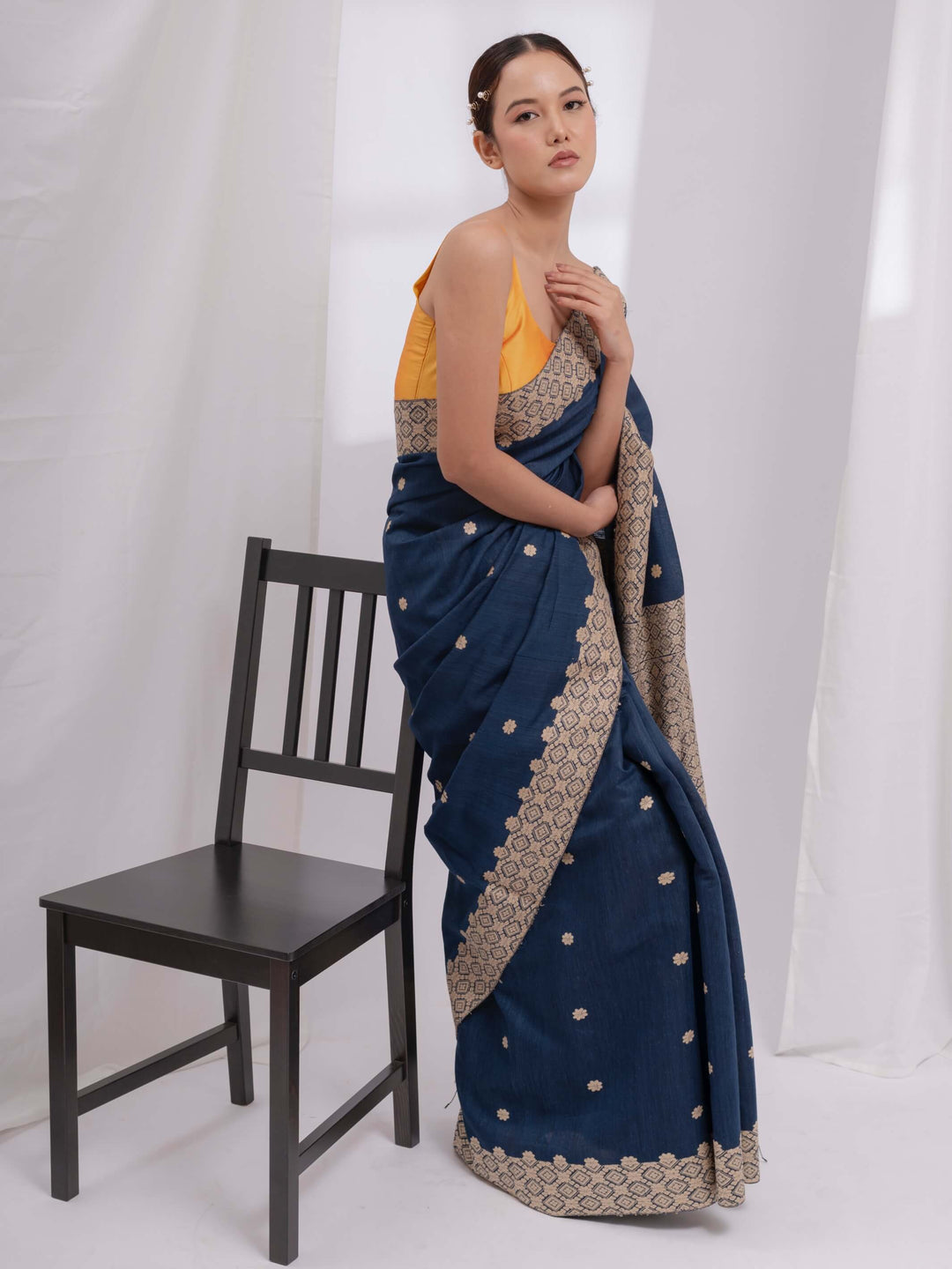 Indigo Eri Kesa Paat Silk Saree