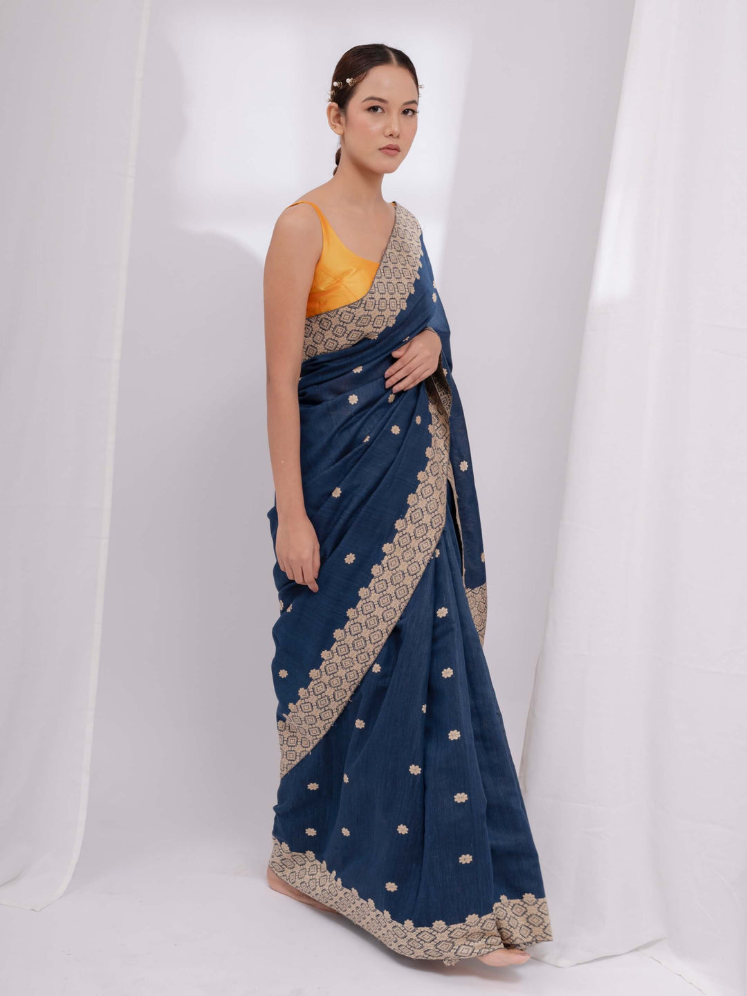 Indigo Eri Kesa Paat Silk Saree