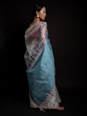 Blue-Magenta Kesa Paat Silk Saree