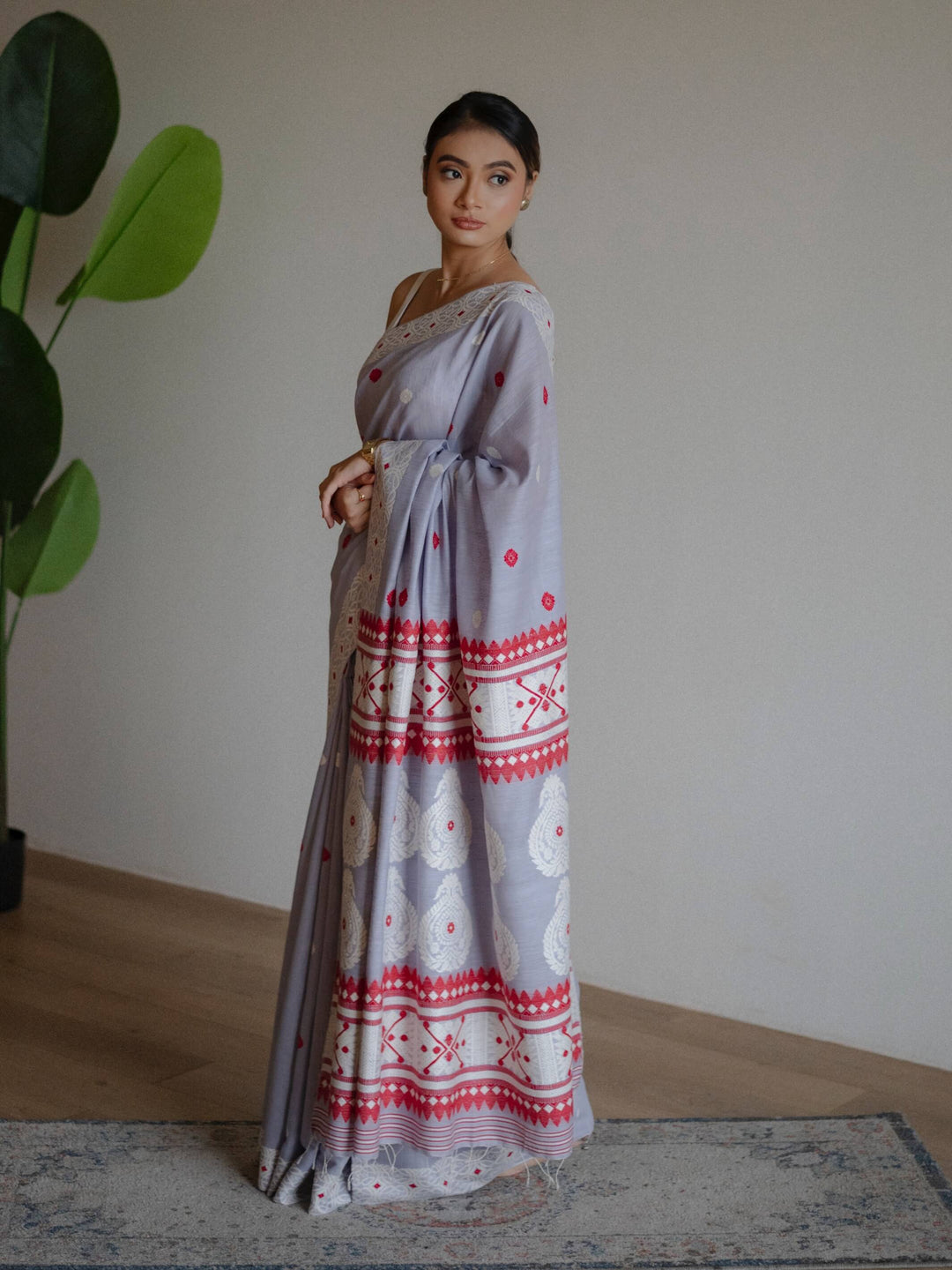 Periwinkle Eri Kesa Paat Silk Saree